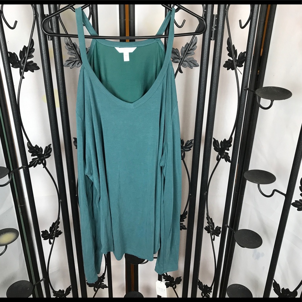 New with tags cold shoulder top teal